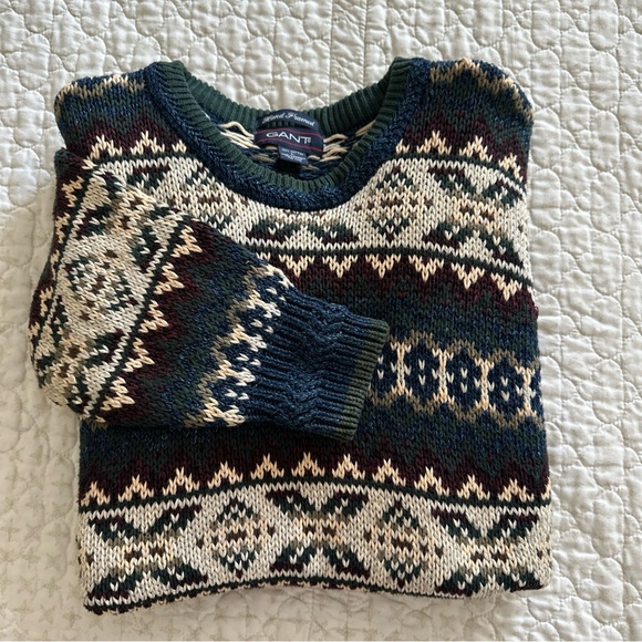 Gant Other - Vintage GANT Sweater Men's Large Colorful Hand Framed Cotton 90's Grandpa Cosby